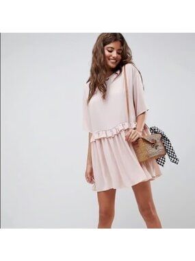 NEW Asos Babydoll Mini Dress US 10 Pink
